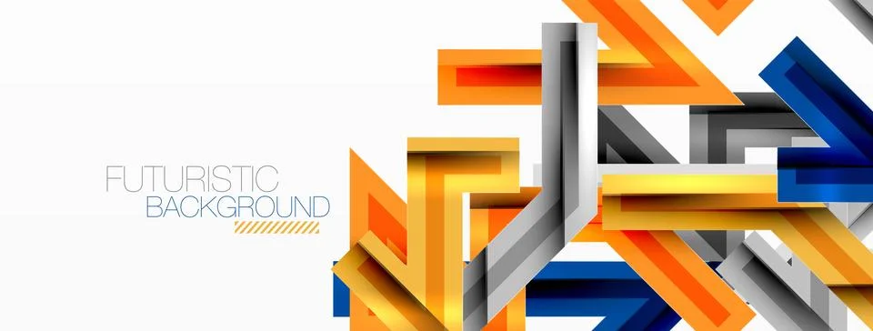 Line zig zag dynamic geometric abstract background. Colorful lines with shadow Stock Illustration