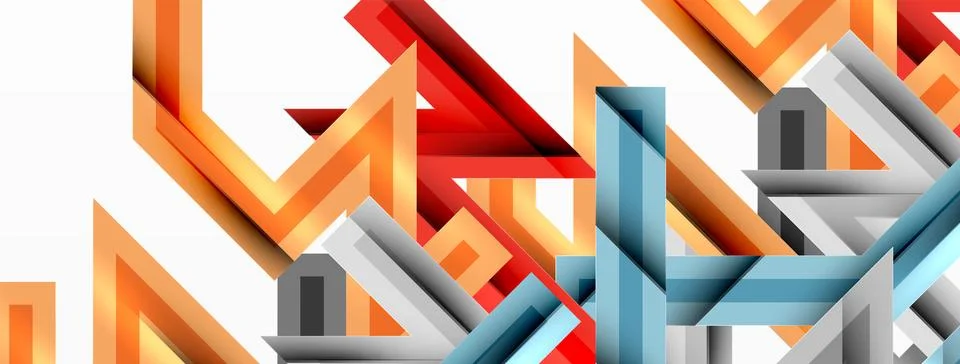 Line zig zag dynamic geometric abstract background. Colorful lines with shadow Stock Illustration