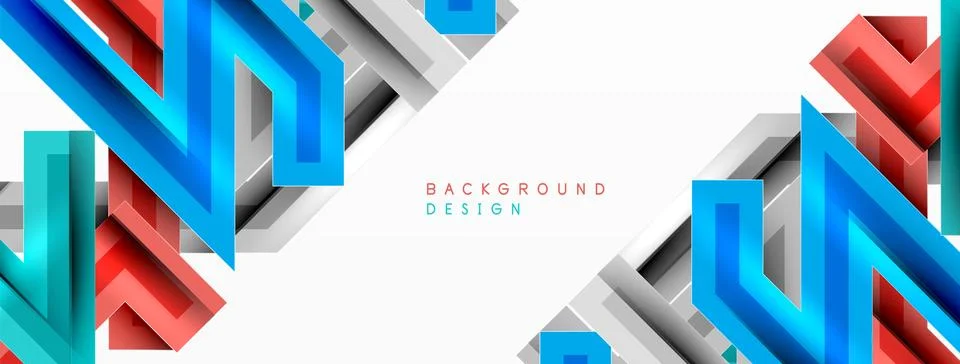 Line zig zag dynamic geometric abstract background. Colorful lines with shadow Stock Illustration