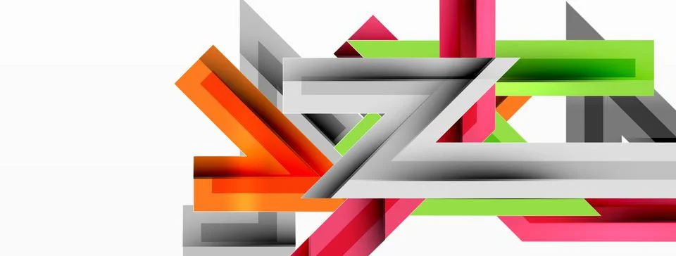 Line zig zag dynamic geometric abstract background. Colorful lines with shadow Illustrazione stock