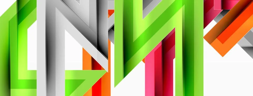 Line zig zag dynamic geometric abstract background. Colorful lines with shadow 스톡 일러스트