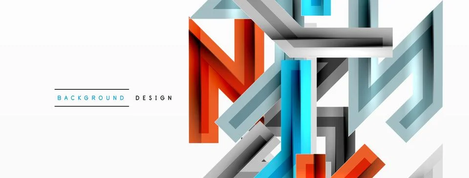 Line zig zag dynamic geometric abstract background. Colorful lines with shadow 스톡 일러스트