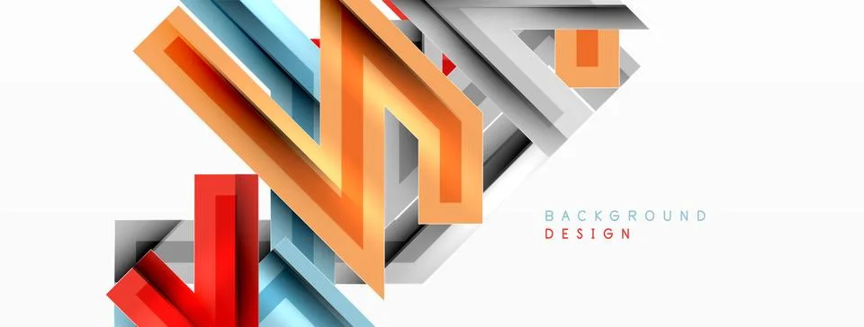 Line zig zag dynamic geometric abstract background. Colorful lines with shadow Stock Illustration