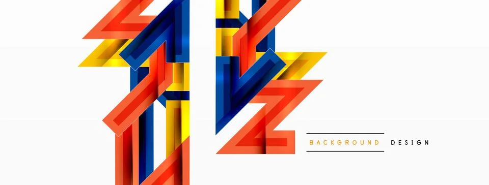 Line zig zag dynamic geometric abstract background. Colorful lines with shadow Illustrazione stock