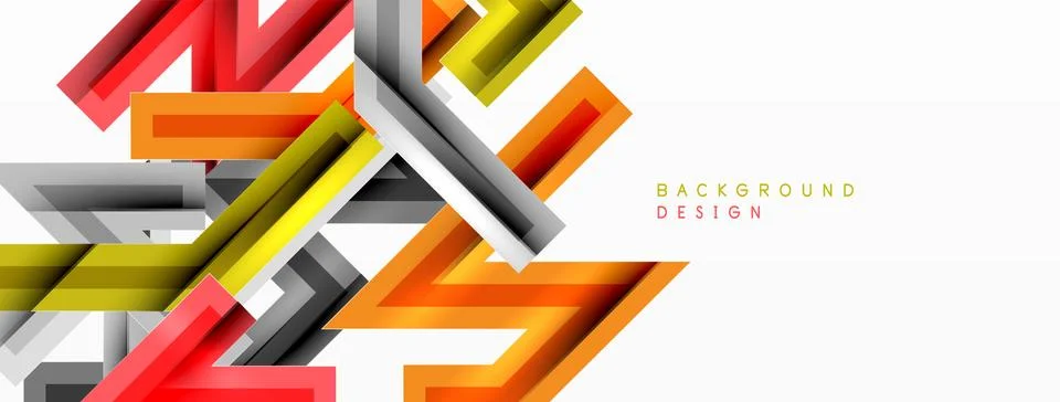 Line zig zag dynamic geometric abstract background. Colorful lines with shadow Stock Illustration