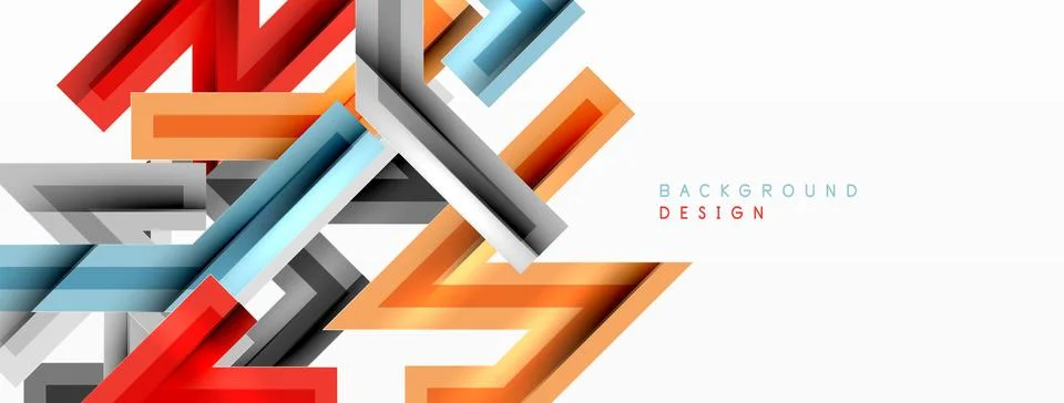 Line zig zag dynamic geometric abstract background. Colorful lines with shadow 스톡 일러스트