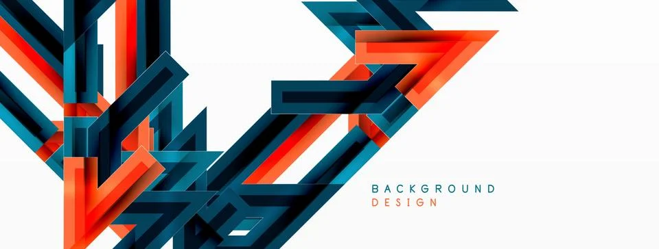 Line zig zag dynamic geometric abstract background. Colorful lines with shadow Stock Illustration