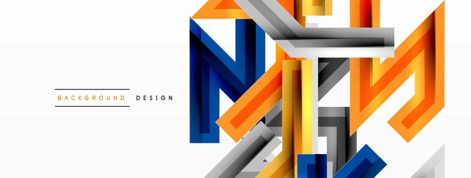 Line zig zag dynamic geometric abstract background. Colorful lines with shadow 스톡 일러스트
