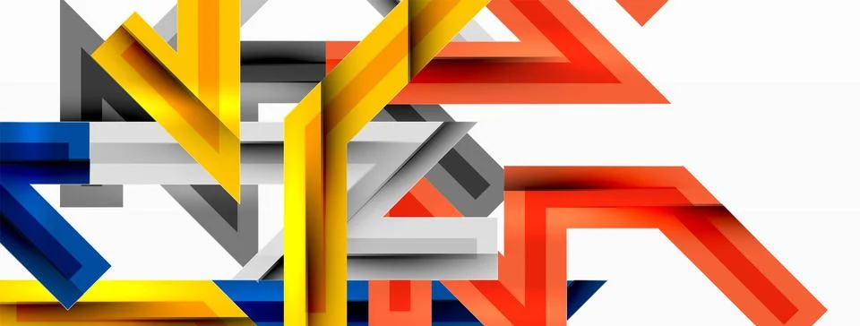 Line zig zag dynamic geometric abstract background. Colorful lines with shadow Stock Illustration