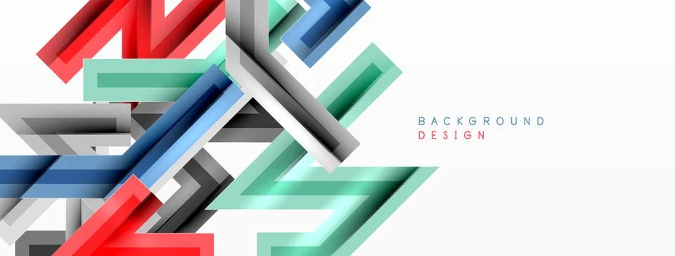 Line zig zag dynamic geometric abstract background. Colorful lines with shadow Stock Illustration
