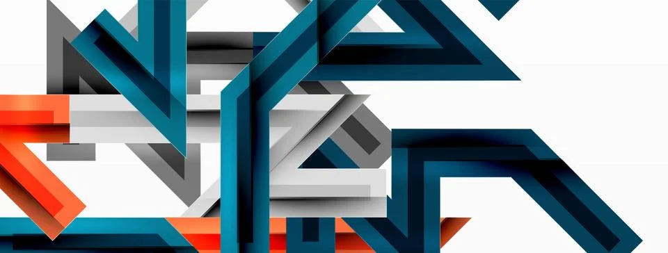 Line zig zag dynamic geometric abstract background. Colorful lines with shadow Stock Illustration