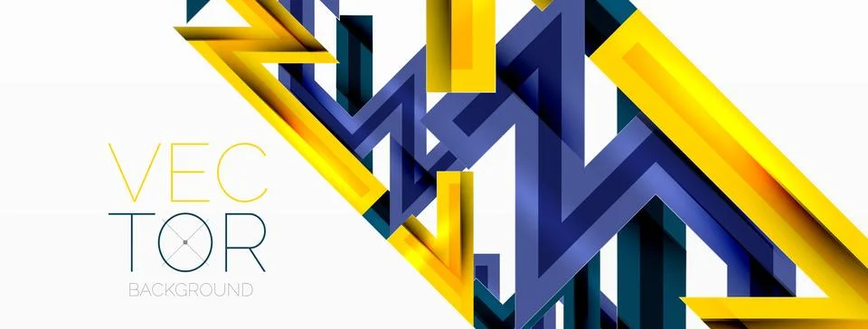 Line zig zag dynamic geometric abstract background. Colorful lines with shadow Stock Illustration