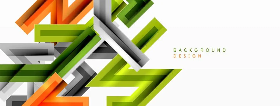 Line zig zag dynamic geometric abstract background. Colorful lines with shadow Stock Illustration