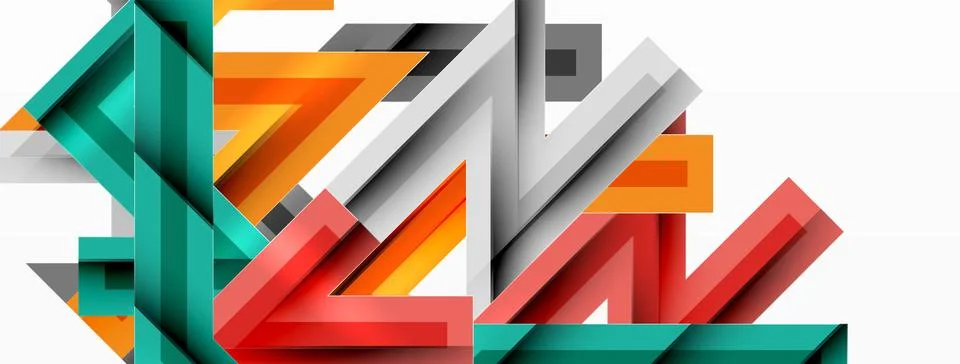Line zig zag dynamic geometric abstract background. Colorful lines with shadow 스톡 일러스트