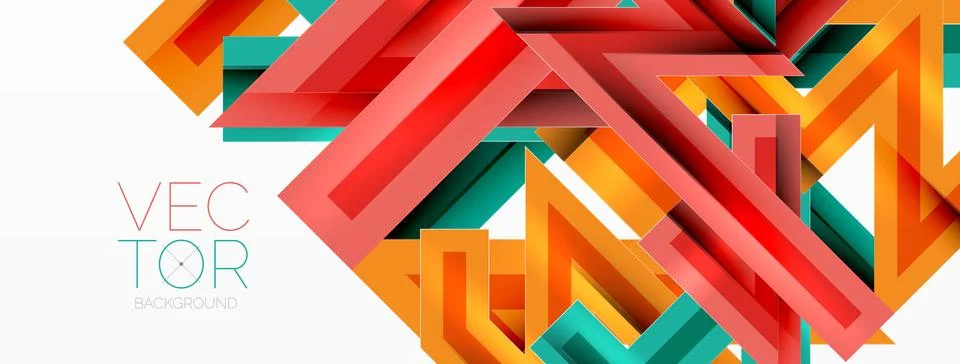 Line zig zag dynamic geometric abstract background. Colorful lines with shadow Stock Illustration