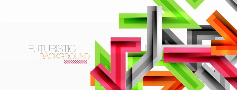 Line zig zag dynamic geometric abstract background. Colorful lines with shadow Stock Illustration