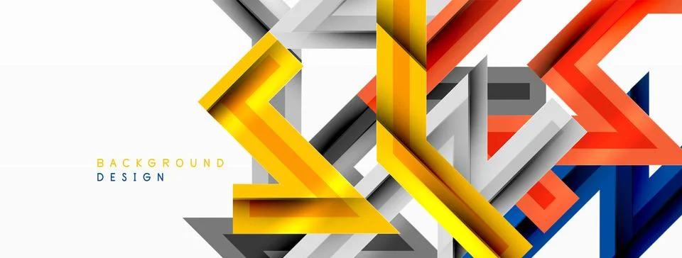 Line zig zag dynamic geometric abstract background. Colorful lines with shadow Stock Illustration