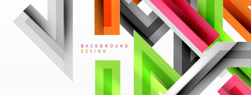 Line zig zag dynamic geometric abstract background. Colorful lines with shadow Stock Illustration