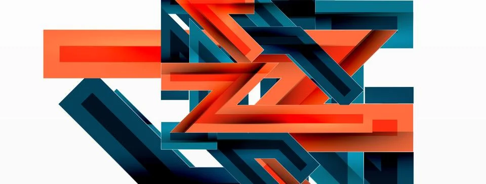 Line zig zag dynamic geometric abstract background. Colorful lines with shadow Stock Illustration