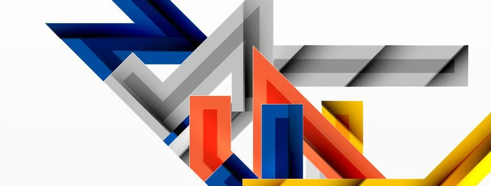 Line zig zag dynamic geometric abstract background. Colorful lines with shadow 스톡 일러스트