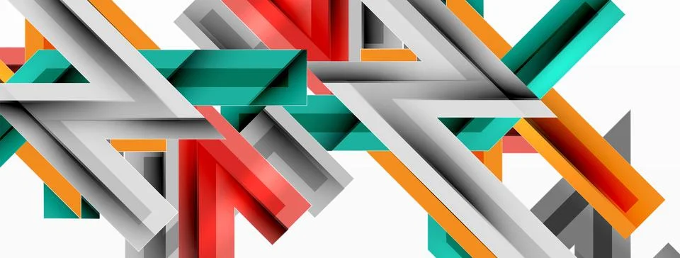Line zig zag dynamic geometric abstract background. Colorful lines with shadow Stock Illustration