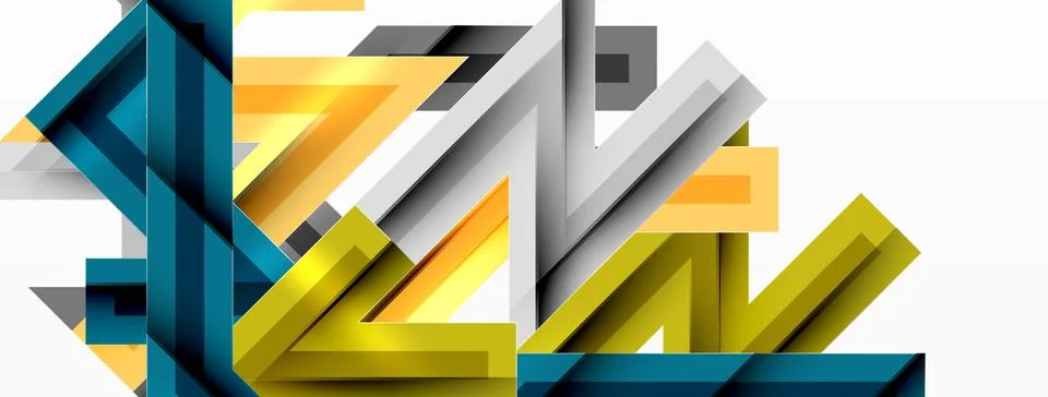 Line zig zag dynamic geometric abstract background. Colorful lines with shadow Stock Illustration