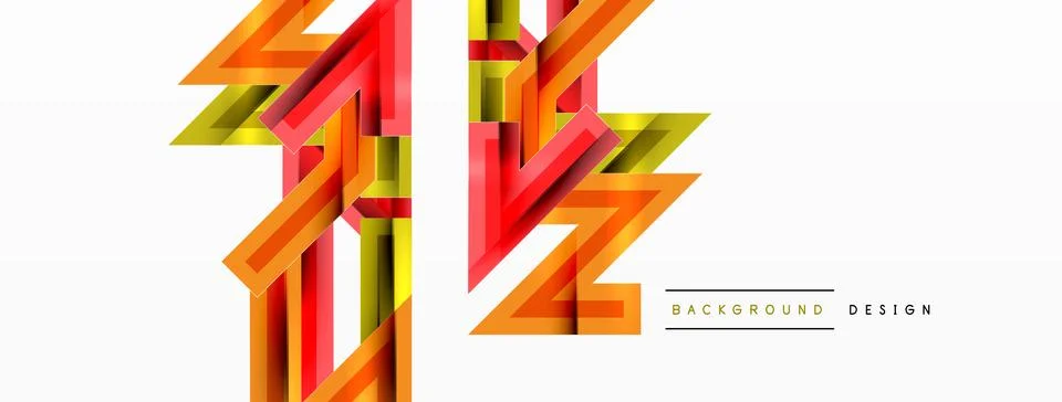Line zig zag dynamic geometric abstract background. Colorful lines with shadow Stock Illustration