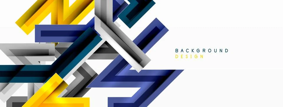 Line zig zag dynamic geometric abstract background. Colorful lines with shadow Stock Illustration
