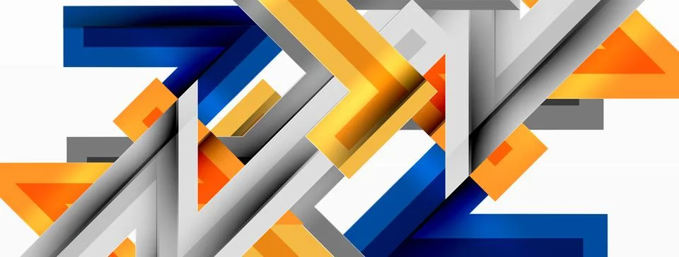 Line zig zag dynamic geometric abstract background. Colorful lines with shadow Stock Illustration