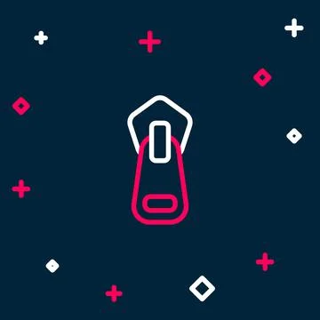 Line Zipper icon isolated on blue background. Colorful outline concept. Vector Stock Illustration