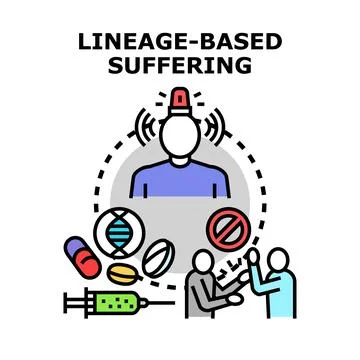 Lineage based suffering from generations and diseases Stock Illustration