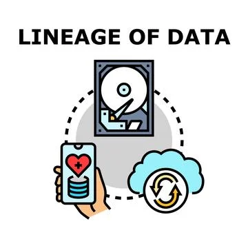 Lineage of data connection and digital information flow Stock Illustration