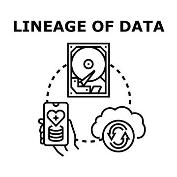 Lineage of data connection and digital information flow Stock Illustration