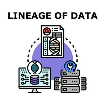 Lineage of data tracking digital information flow Stock Illustration