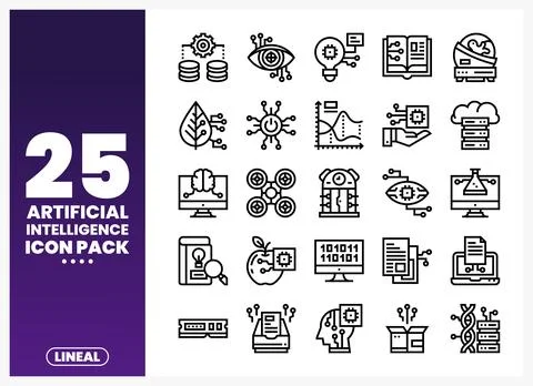 Lineal artificial intelligence icon pack with elements in a clean. modern d.. イラスト素材