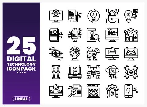 Lineal digital technology icons for web and app design 스톡 일러스트