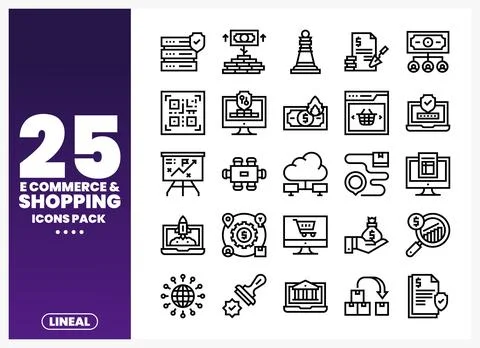 Lineal E-commerce Shopping Icons Иллюстрация