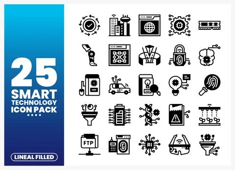 Lineal Filled Smart Technology Icons イラスト素材
