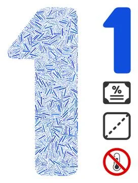 Linear 1 Digit Icon Vector Mosaic Stock Illustration