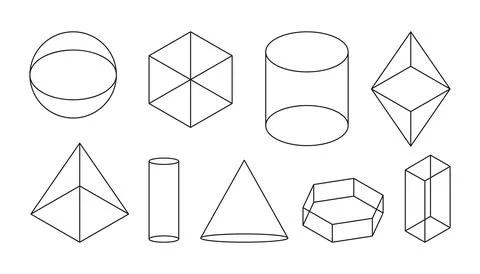 Linear 3d basic geometric shapes lines set vector Stock Illustration