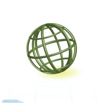 Linear 3d icon green globe. Green tubes in shape of the planet. Vector Illustrazione stock