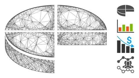 Linear 3D Pie Chart Vector Mesh イラスト素材