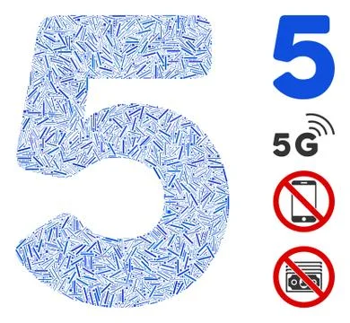 Linear 5 Digit Icon Vector Collage 스톡 일러스트