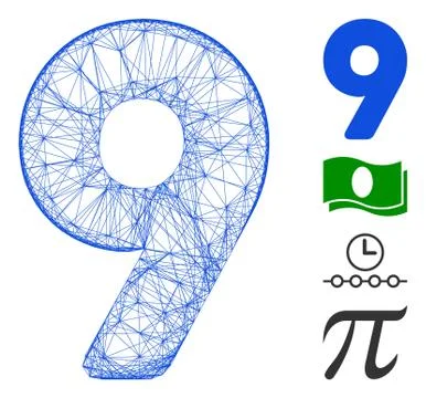 Linear 9 Digit Vector Mesh Stockillustratie