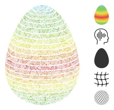Linear Abstract Egg Spectrum Stripes Icon Vector Collage イラスト素材