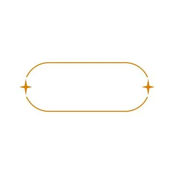 Linear abstract oval frame with glitter, brown, boho style. Y2K. イラスト素材