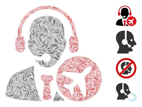 Linear Air Dispatcher Icon Vector Mosaic Illustrazione stock