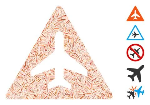 Linear Aircraft Danger Icon Vector Mosaic Stock-Illustration