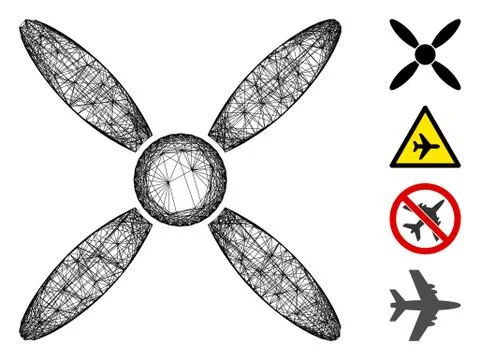 Linear Aircraft Propeller Vector Mesh Ilustración de archivo