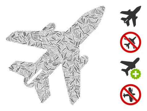 Linear Airplane Icon Vector Mosaic Stock-Illustration